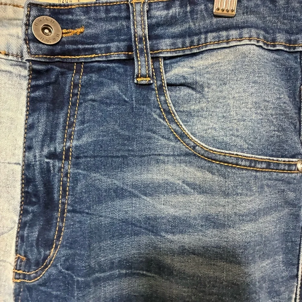 KDNK Contrast Jeans Men’s 32 Colorblock Denim Skinny 5-Pocket Distressed